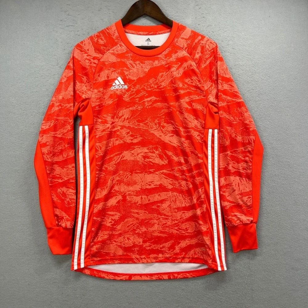 Adidas Goalkeeper Jersey Mens S Orange Long Sleeve Climalite Camo Goalie Soccer